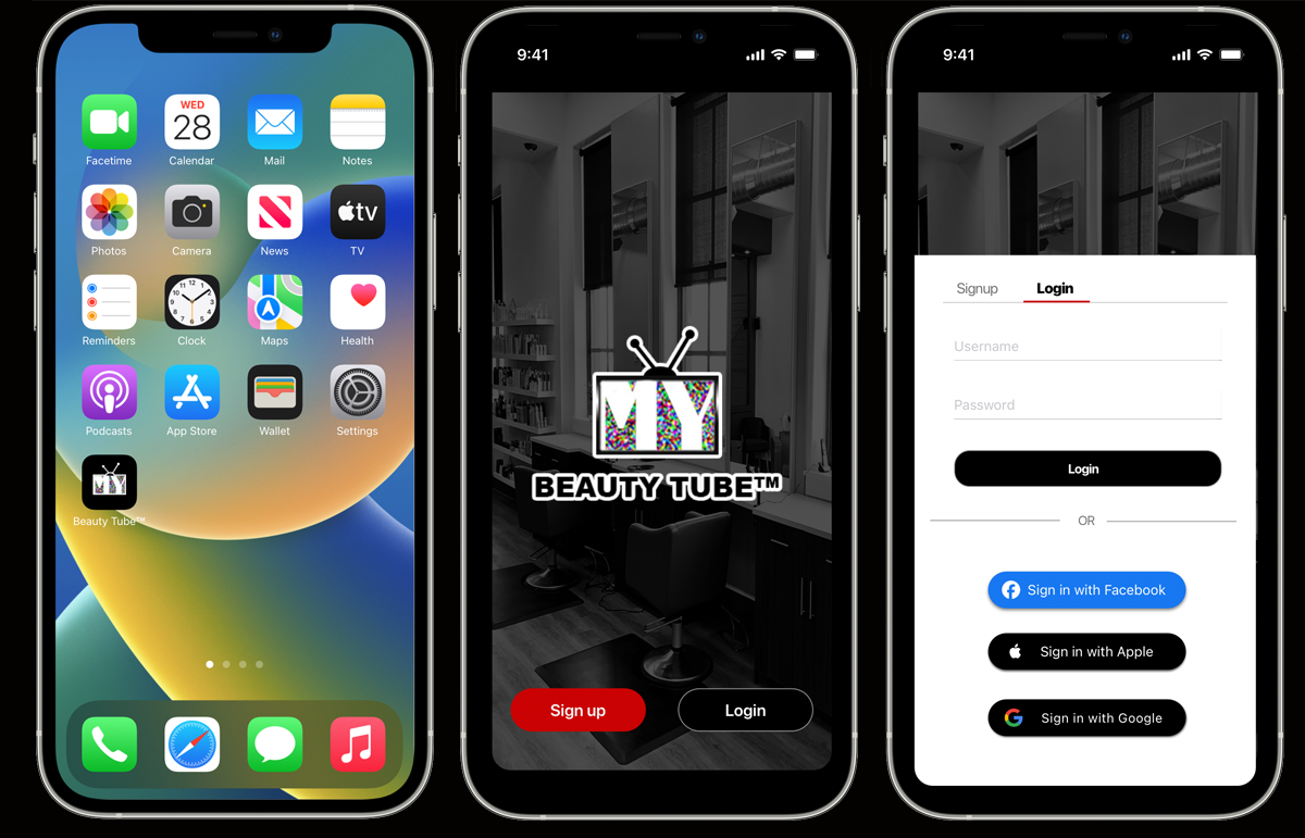 My Beauty Tube™ Login Flow for Mobile App